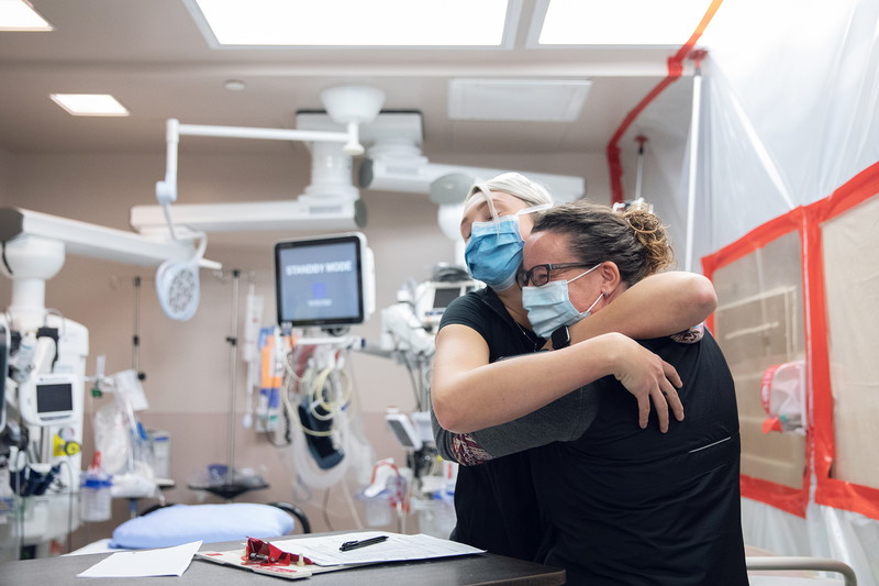 interior health nurses hugging each other