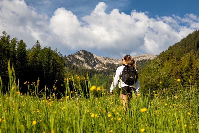 woman hiking in the mountains