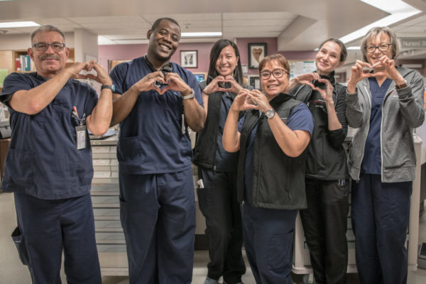 Providence health care nurses making hearts